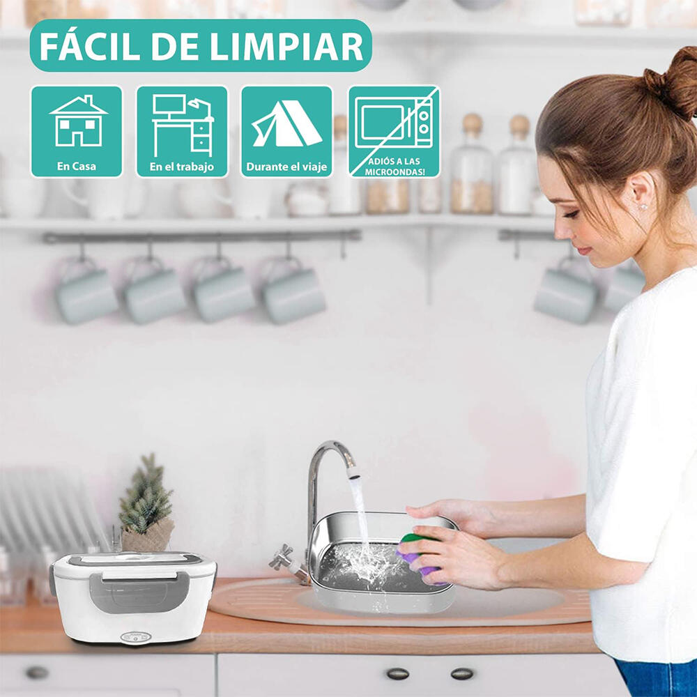 Tartera Fiambrera Eléctrica 2 en 1 Con Recipiente De ACERO Para Calentar en Coche Oficina